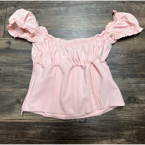I.AM.GIA Naomi Corset Top Pink Bow Milkmaid Coquette Y2K M Babydoll Puff Sleeves - Picture 4 of 11